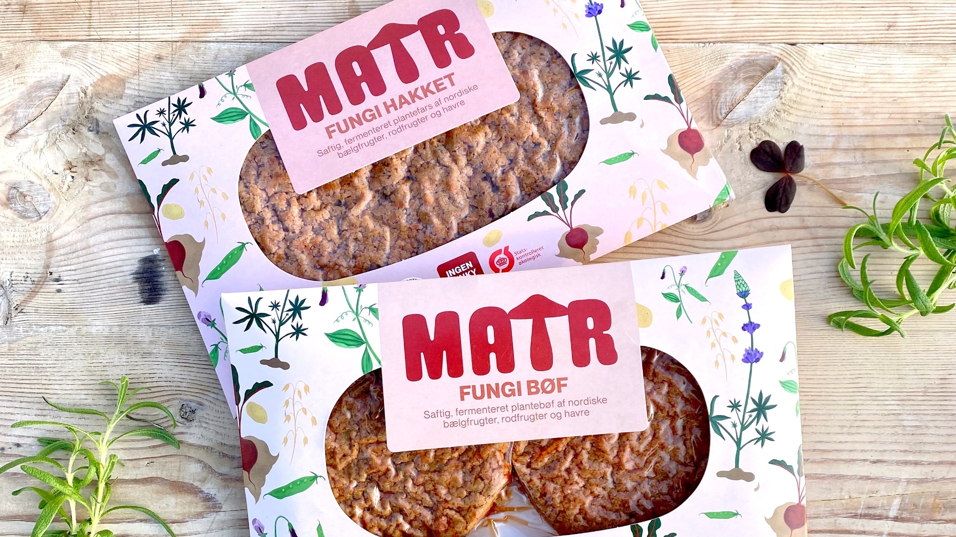 Produktbillede af en fungibøf i indpakning med Matr-logo på