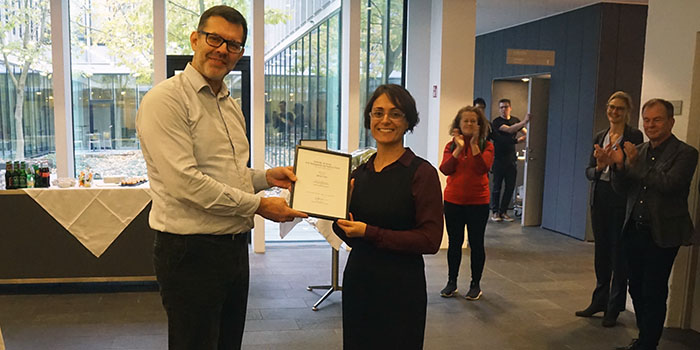 DTU Provost Rasmus Larsen and Assistant Professor Silvia Tolu, DTU Electrical Engineering (Photo: DTU)