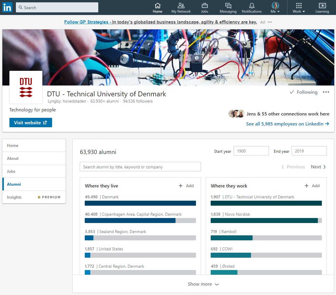 DTU LinkedIn-alumneoversigt